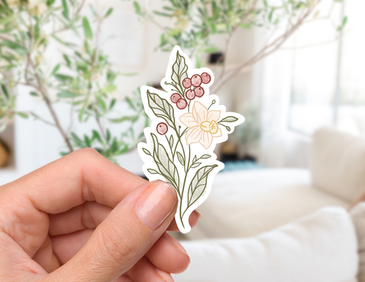 December Birth Flower Sticker