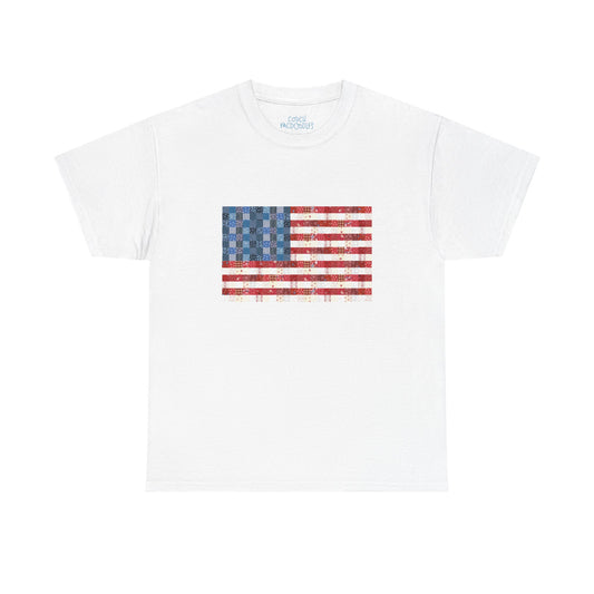 Patchwork American Flag T-Shirt — USA Patriotic Tee