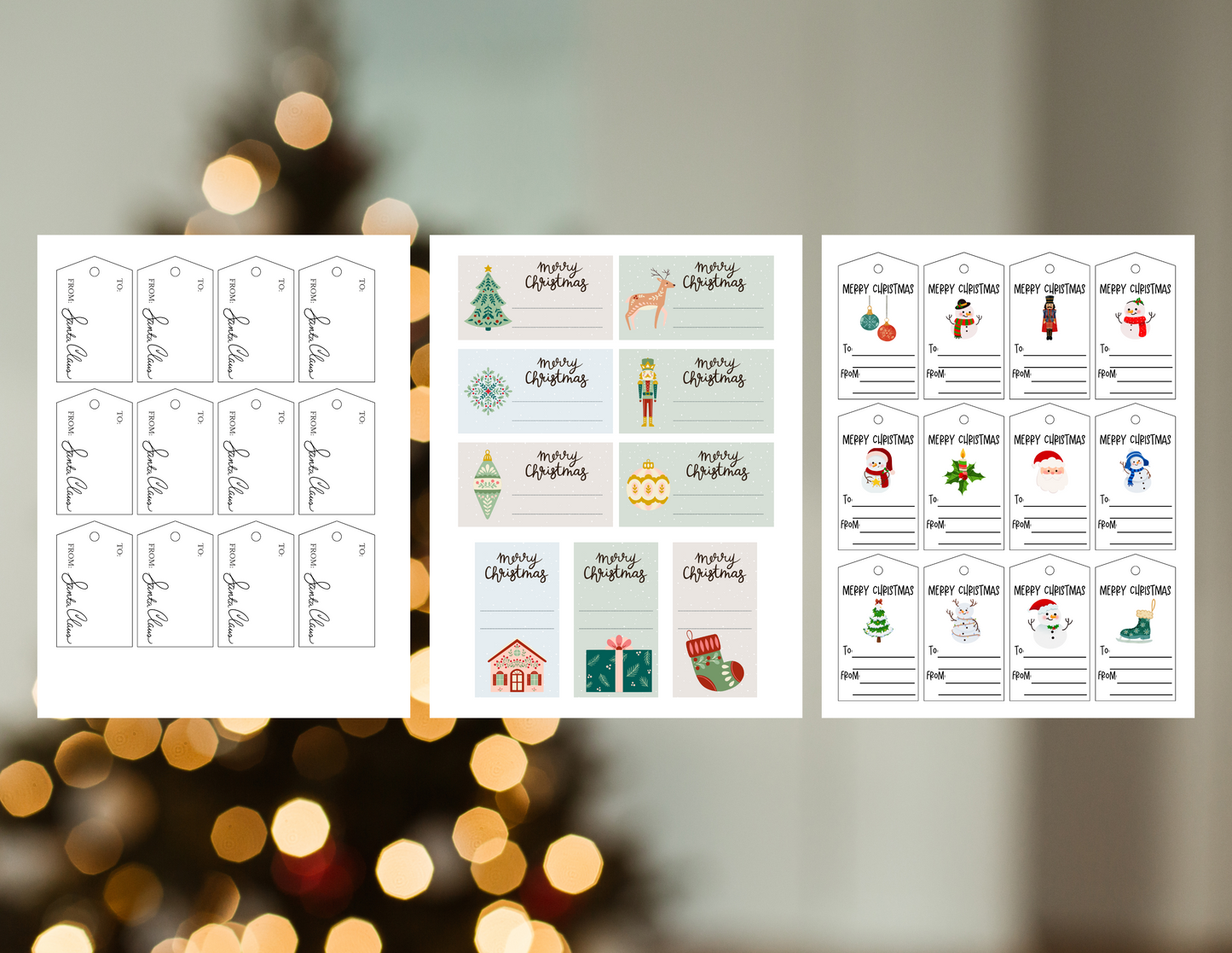 PRINTABLE Holiday Hang Tags, Digital Download