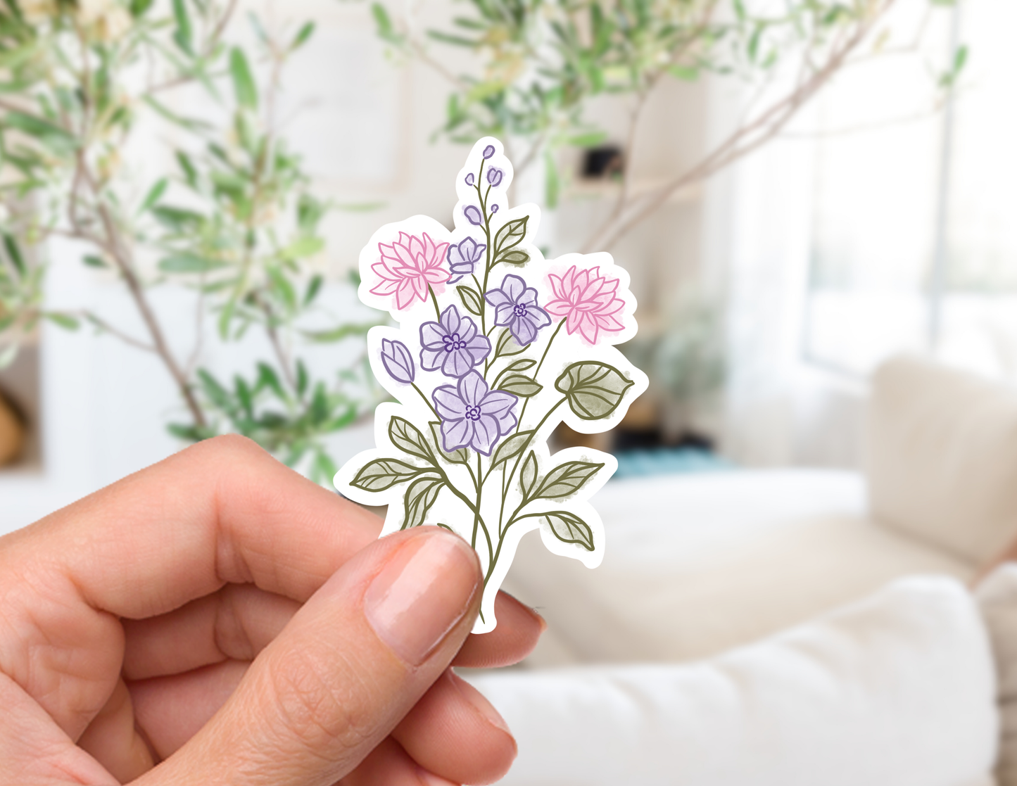 July Birth Flower Sticker