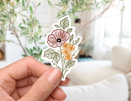 August Birth Flower Sticker