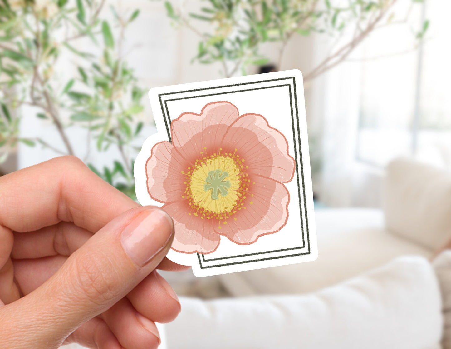 Pink Poppy Flower Sticker