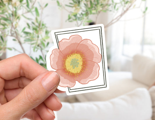 Pink Poppy Flower Sticker