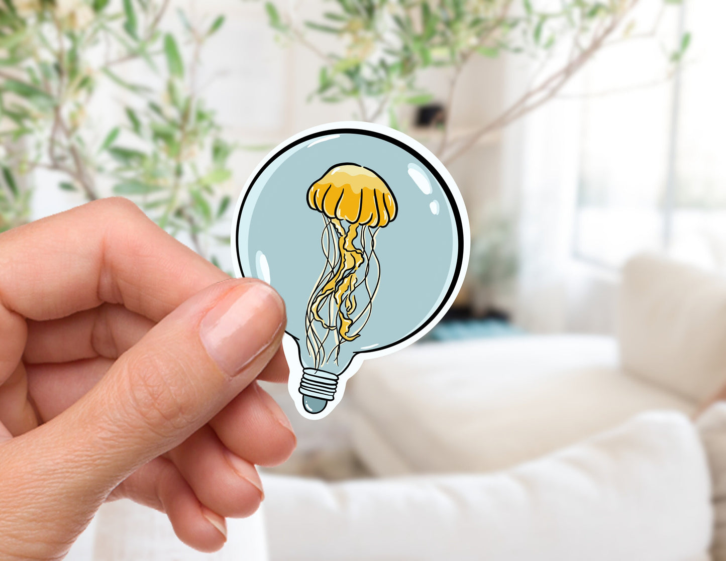 Jelly Fish Bulb HOLOGRAPHIC Sticker