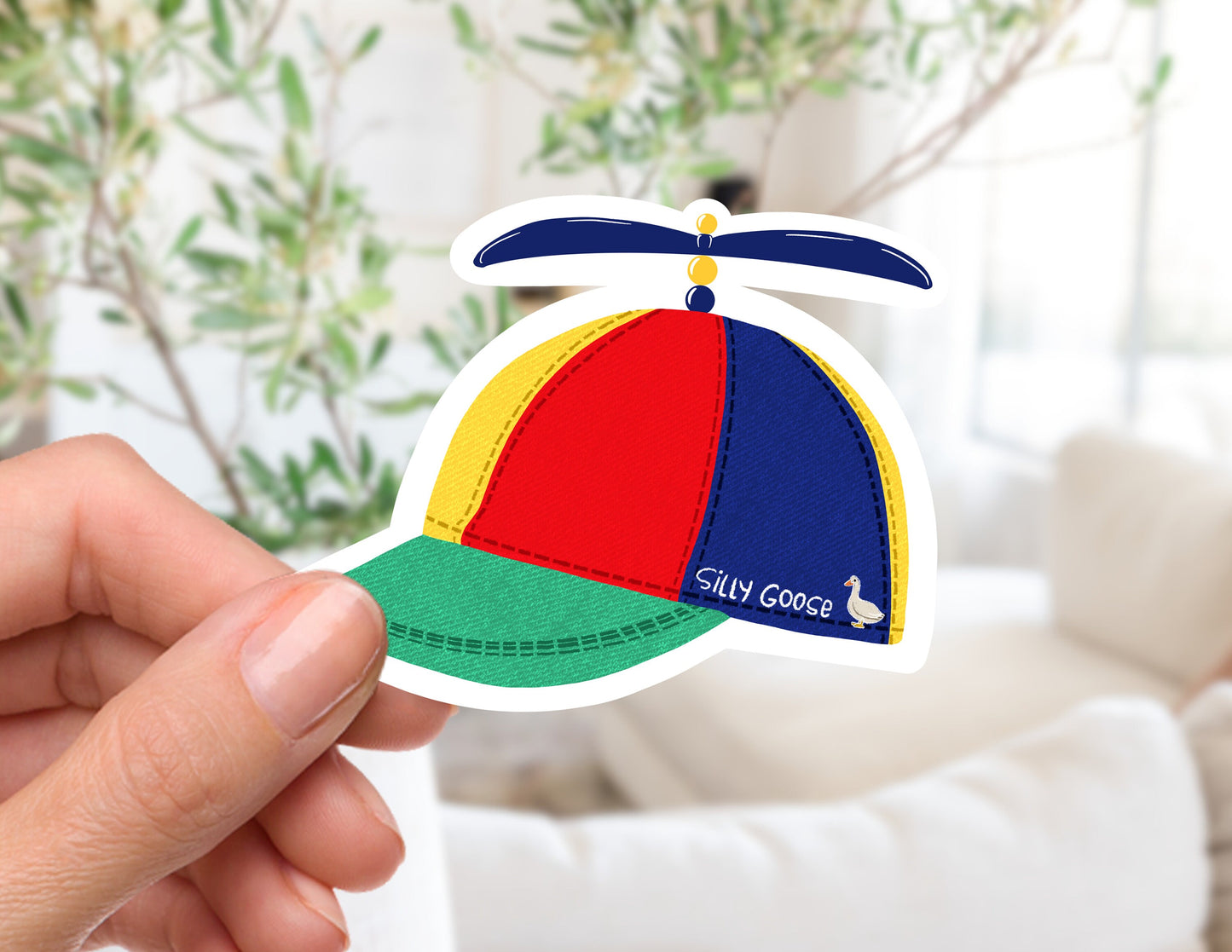 Silly Goose Helicopter Hat Sticker