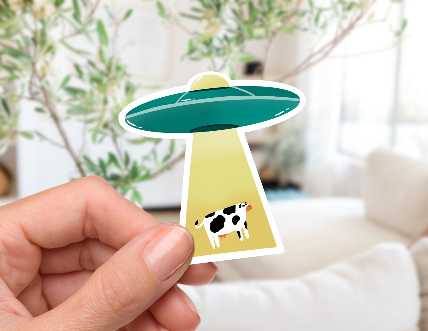 UFO Cow Abduction Sticker