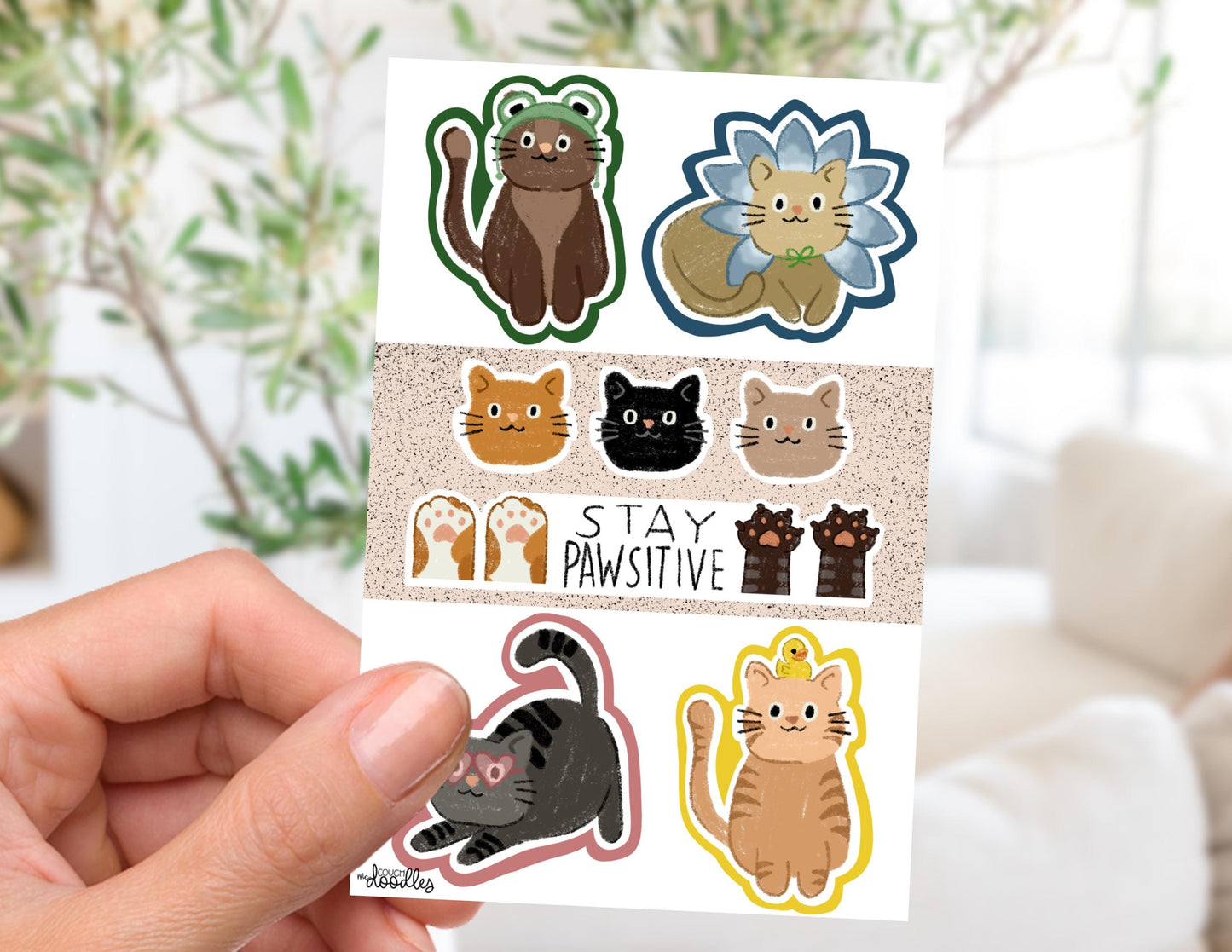 Stay Pawsitive, Kitties Sticker Sheet (4x6)