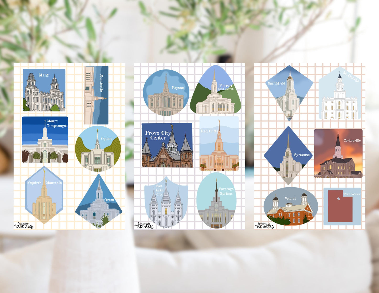 Utah Temple Sticker Sheets (4x6), Passport/Journal